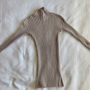 NWT Le Lis Collection Sweater Dress Dusty Blush Bodycon Rib-Knit Stretchy Size S